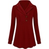 image:imageMicoson Womens Long Sleeve Button Lapel Tunic Tops V Neck Business Casual Swing Sweatshirt PulloverBurgundy