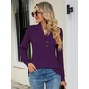image:imageMicoson Womens Long Sleeve Button Lapel Tunic Tops V Neck Business Casual Swing Sweatshirt PulloverDeep Purple