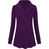 image:imageMicoson Womens Long Sleeve Button Lapel Tunic Tops V Neck Business Casual Swing Sweatshirt PulloverDeep Purple