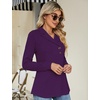 image:imageMicoson Womens Long Sleeve Button Lapel Tunic Tops V Neck Business Casual Swing Sweatshirt PulloverDeep Purple
