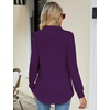 image:imageMicoson Womens Long Sleeve Button Lapel Tunic Tops V Neck Business Casual Swing Sweatshirt PulloverDeep Purple