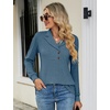 image:imageMicoson Womens Long Sleeve Button Lapel Tunic Tops V Neck Business Casual Swing Sweatshirt PulloverDenim Blue