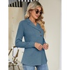 image:imageMicoson Womens Long Sleeve Button Lapel Tunic Tops V Neck Business Casual Swing Sweatshirt PulloverDenim Blue