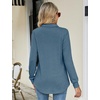 image:imageMicoson Womens Long Sleeve Button Lapel Tunic Tops V Neck Business Casual Swing Sweatshirt PulloverDenim Blue
