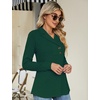 image:imageMicoson Womens Long Sleeve Button Lapel Tunic Tops V Neck Business Casual Swing Sweatshirt PulloverGreen