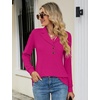 image:imageMicoson Womens Long Sleeve Button Lapel Tunic Tops V Neck Business Casual Swing Sweatshirt PulloverHot Pink
