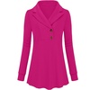 image:imageMicoson Womens Long Sleeve Button Lapel Tunic Tops V Neck Business Casual Swing Sweatshirt PulloverHot Pink