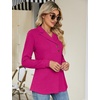 image:imageMicoson Womens Long Sleeve Button Lapel Tunic Tops V Neck Business Casual Swing Sweatshirt PulloverHot Pink