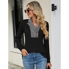image:imageMicoson Womens Long Sleeve Button Lapel Tunic Tops V Neck Business Casual Swing Sweatshirt PulloverHoundstooth