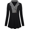 image:imageMicoson Womens Long Sleeve Button Lapel Tunic Tops V Neck Business Casual Swing Sweatshirt PulloverHoundstooth