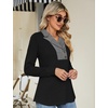 image:imageMicoson Womens Long Sleeve Button Lapel Tunic Tops V Neck Business Casual Swing Sweatshirt PulloverHoundstooth