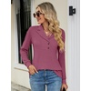 image:imageMicoson Womens Long Sleeve Button Lapel Tunic Tops V Neck Business Casual Swing Sweatshirt PulloverMagenta