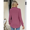image:imageMicoson Womens Long Sleeve Button Lapel Tunic Tops V Neck Business Casual Swing Sweatshirt PulloverMagenta