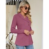 image:imageMicoson Womens Long Sleeve Button Lapel Tunic Tops V Neck Business Casual Swing Sweatshirt PulloverMagenta