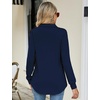 image:imageMicoson Womens Long Sleeve Button Lapel Tunic Tops V Neck Business Casual Swing Sweatshirt PulloverNavy Blue