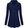 image:imageMicoson Womens Long Sleeve Button Lapel Tunic Tops V Neck Business Casual Swing Sweatshirt PulloverNavy Blue