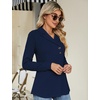 image:imageMicoson Womens Long Sleeve Button Lapel Tunic Tops V Neck Business Casual Swing Sweatshirt PulloverNavy Blue