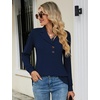 image:imageMicoson Womens Long Sleeve Button Lapel Tunic Tops V Neck Business Casual Swing Sweatshirt PulloverNavy Blue
