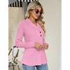 image:imageMicoson Womens Long Sleeve Button Lapel Tunic Tops V Neck Business Casual Swing Sweatshirt PulloverPink