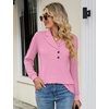 image:imageMicoson Womens Long Sleeve Button Lapel Tunic Tops V Neck Business Casual Swing Sweatshirt PulloverPink