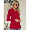 image:imageMicoson Womens Long Sleeve Button Lapel Tunic Tops V Neck Business Casual Swing Sweatshirt PulloverRed