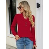 image:imageMicoson Womens Long Sleeve Button Lapel Tunic Tops V Neck Business Casual Swing Sweatshirt PulloverRed