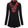 image:imageMicoson Womens Long Sleeve Button Lapel Tunic Tops V Neck Business Casual Swing Sweatshirt PulloverRed Plaid