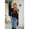 image:imageMicoson Womens Long Sleeve Button Lapel Tunic Tops V Neck Business Casual Swing Sweatshirt PulloverRed Plaid