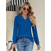 image:imageMicoson Womens Long Sleeve Button Lapel Tunic Tops V Neck Business Casual Swing Sweatshirt PulloverRoyal Blue
