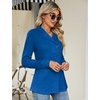 image:imageMicoson Womens Long Sleeve Button Lapel Tunic Tops V Neck Business Casual Swing Sweatshirt PulloverRoyal Blue
