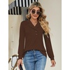 image:imageMicoson Womens Long Sleeve Button Lapel Tunic Tops V Neck Swing Sweatshirt