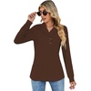 image:imageMicoson Womens Long Sleeve Button Lapel Tunic Tops V Neck Swing Sweatshirt