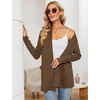 image:imageMicoson Womens Long Sleeve Open Front Cardigan Casual Loose Lightweight Cardigans with PocketsBrownnew