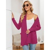 image:imageMicoson Womens Long Sleeve Open Front Cardigan Casual Loose Lightweight Cardigans with PocketsRed Rose