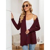 image:imageMicoson Womens Long Sleeve Open Front Cardigan Casual Loose Lightweight Cardigans with PocketsWine Red