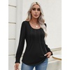 image:imageMicoson Womens Long Sleeve Tops Dressy Casual Crew Neck Pleated Tunic Business Loose Blouses SXXL
