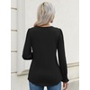 image:imageMicoson Womens Long Sleeve Tops Dressy Casual Crew Neck Pleated Tunic Business Loose Blouses SXXL
