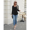 image:imageMicoson Womens Long Sleeve Tops Dressy Casual Crew Neck Pleated Tunic Business Loose Blouses SXXL