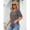 image:imageMicoson Womens Pleated Scoop Neck Tops Casual Puff Short Sleeve Shirt Summer Flowy Tunic Blouse with Curved Hem
