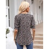 image:imageMicoson Womens Pleated Scoop Neck Tops Casual Puff Short Sleeve Shirt Summer Flowy Tunic Blouse with Curved Hem