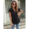 image:imageMicoson Womens Polo Shirts V Neck Short Sleeve Collared Tops Pleated T Shirts Casual Tunic Blouse SXXL