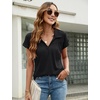 image:imageMicoson Womens Polo Shirts V Neck Short Sleeve Collared Tops Pleated T Shirts Casual Tunic Blouse SXXL