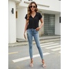 image:imageMicoson Womens Polo Shirts V Neck Short Sleeve Collared Tops Pleated T Shirts Casual Tunic Blouse SXXL