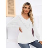image:imageMicoson Womens Puff Long Sleeve Ruffle Blouse Fall V Neck Button Up Tunic Tops Casual TShirt with Smocked Cuffs