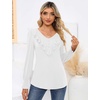 image:imageMicoson Womens Puff Long Sleeve Ruffle Blouse Fall V Neck Button Up Tunic Tops Casual TShirt with Smocked Cuffs