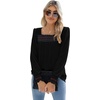 image:imageMicoson Womens Puff Long Sleeve Shirts Square Neck Floral Print Boho Blouses Smocked Cuff Tunic Tops