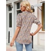 image:imageMicoson Womens Puff Sleeve Tops Summer Short Sleeve Casual TShirt Ruffle V Neck Shirts with Smocked Cuffs Tunic Blouse