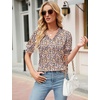 image:imageMicoson Womens Puff Sleeve Tops Summer Short Sleeve Casual TShirt Ruffle V Neck Shirts with Smocked Cuffs Tunic Blouse