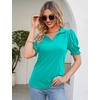 image:imageMicoson Womens Puffy Short Sleeve Polo Tee Shirt Collared Tunic BlousesAqua