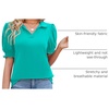 image:imageMicoson Womens Puffy Short Sleeve Polo Tee Shirt Collared Tunic BlousesAqua